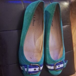 L.L. Bean Teal Suede Women's Flats with Buckle